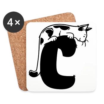 Katze Buchstabe C - Untersetzer (4er-Set) - Weiß - Vorne