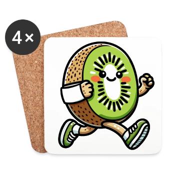 Kiwi Kicker: The Swift Slice - Coasters (set of 4) - white - Front
