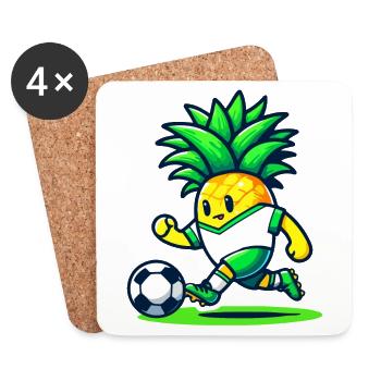 Pineapple Goalie: Der Fußballstar - Untersetzer (4er-Set) - Weiß - Vorne