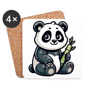 Bamboo Buddy: The Content Panda - Coasters (set of 4) - white - Front