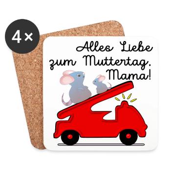 ALLES LIEBE ZUM MUTTERTAG - FEUERWEHR - Untersetzer (4er-Set) - Weiß - Vorne