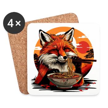 Fuchs Ramen Nudeln Japan Vintage Retro Füchse - Untersetzer (4er-Set) - Weiß - Vorne