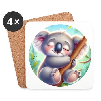 Koala heureux Koala Ours Koala - Dessous de verre (lot de 4) - blanc - Devant