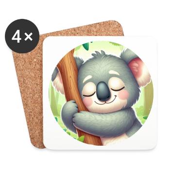 Koala heureux Koala Ours Koala - Dessous de verre (lot de 4) - blanc - Devant