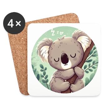 Koala heureux Koala Ours Koala - Dessous de verre (lot de 4) - blanc - Devant