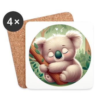 Koala heureux Koala Ours Koala - Dessous de verre (lot de 4) - blanc - Devant