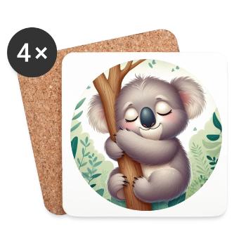 Koala heureux Koala Ours Koala - Dessous de verre (lot de 4) - blanc - Devant