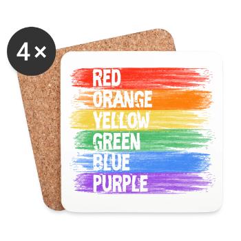 Rainbow Colors Stripe Art - Coasters (set of 4) - white - Front