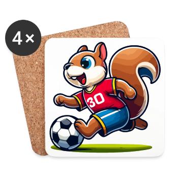 Scamper Striker : L’écureuil de football - Dessous de verre (lot de 4) - blanc - Devant