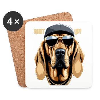 Bloodhound Whats Up Gangsta Dog Gift - Coasters (set of 4) - white - Front