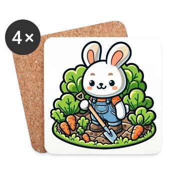 Harvest Hopper: The Gardening Bunny - Coasters (set of 4) - white - Front