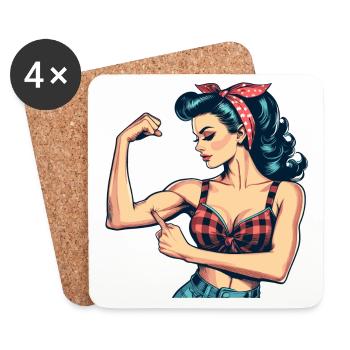Strength strong woman rockabilly biceps gift - Coasters (set of 4) - white - Front