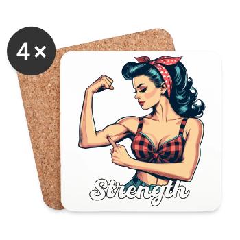 Strength Strong Woman Rockabilly Biceps Gift - Coasters (set of 4) - white - Front