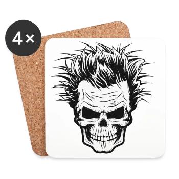 Skull mit wilder Wissenschaftler Haarfrisur - Untersetzer (4er-Set) - Weiß - Vorne