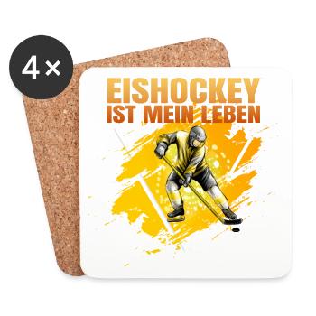 Eishockey ist mein Leben - Untersetzer (4er-Set) - Weiß - Vorne