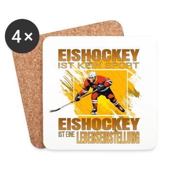 Eishockey ist kein Sport, Eishockey ist eine... - Untersetzer (4er-Set) - Weiß - Vorne