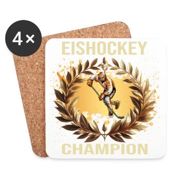 Eishockey Champion - Untersetzer (4er-Set) - Weiß - Vorne