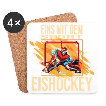 Eins mit dem Sport - Eishockey - Untersetzer (4er-Set) - Weiß - Vorne
