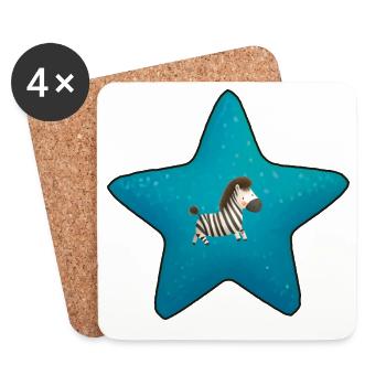 Cute baby zebra on star kids - Coasters (set of 4) - white - Front