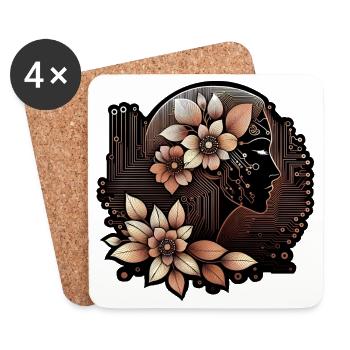 Cybernetic Woman Nature Technology Design - Coasters (set of 4) - white - Front