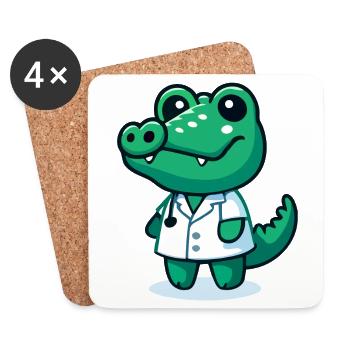 Doc Gator: Der Heiler des Sumpflandes - Untersetzer (4er-Set) - Weiß - Vorne