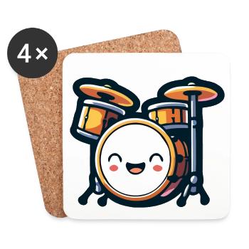 Rhythmisches Rumpeln: Das Schlagzeug-Set Delight - Untersetzer (4er-Set) - Weiß - Vorne