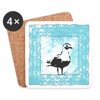 Abstract Seagull Stamp in Watercolor Style - Coasters (set of 4) - white - Front