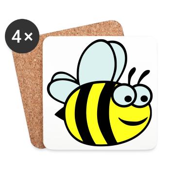 Fröhliche Gelbe Bienen-Zeichentrickserie - Untersetzer (4er-Set) - Weiß - Vorne