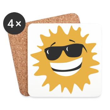 Sunburst Smiling with Sunglasses - Coasters (set of 4) - white - Front