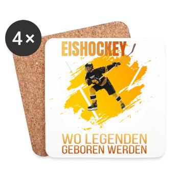 Eishockey - Wo Legenden geboren werden - Untersetzer (4er-Set) - Weiß - Vorne