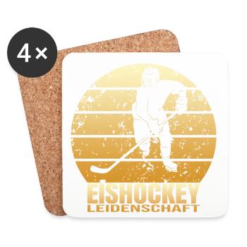 Eishockey Leidenschaft - Untersetzer (4er-Set) - Weiß - Vorne