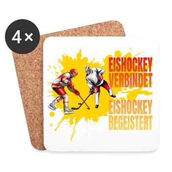 Eishockey verbindet - Eishockey begeistert - Untersetzer (4er-Set) - Weiß - Vorne