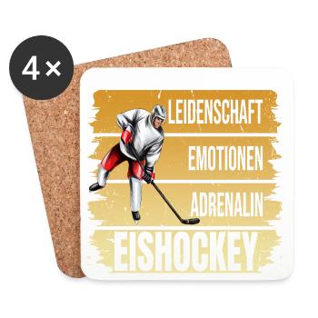 Leidenschaft - Emotionen - Adrenalin - Eishockey - Untersetzer (4er-Set) - Weiß - Vorne