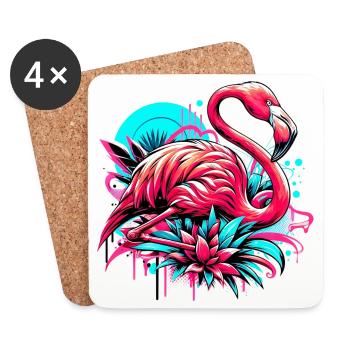 Flamingo - Untersetzer (4er-Set) - Weiß - Vorne