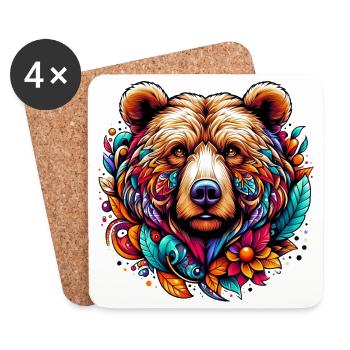 Bär - Untersetzer (4er-Set) - Weiß - Vorne