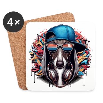 Windhund Gangsta Hund Graffiti Geschenk - Untersetzer (4er-Set) - Weiß - Vorne