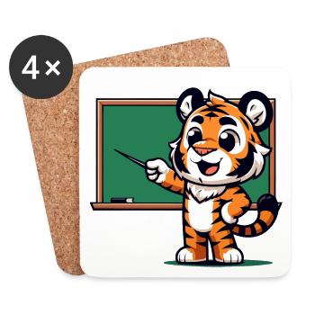 Die Klasse von Professor Tiger - Untersetzer (4er-Set) - Weiß - Vorne