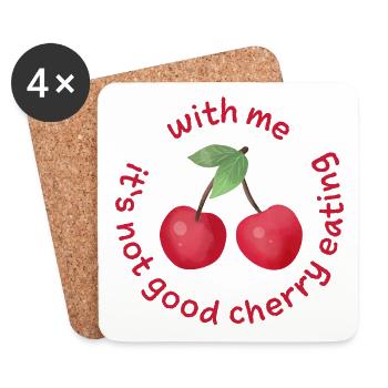 with me its not good cherry eating denglisch - Coasters (set of 4) - white - Front