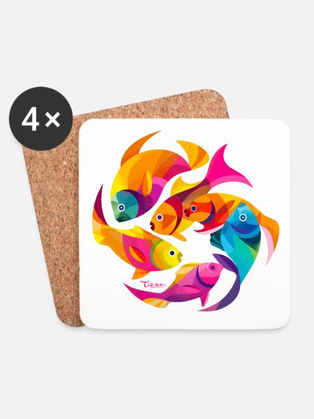 Tropische Farben - Untersetzer (4er-Set) - Weiß