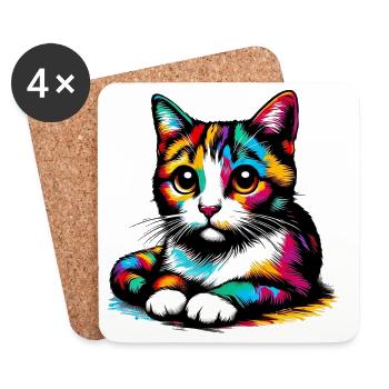 Chat - Dessous de verre (lot de 4) - blanc - Devant