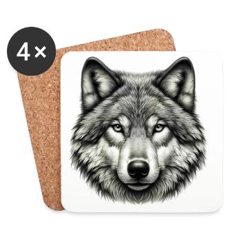 Loup - Dessous de verre (lot de 4) - blanc - Devant