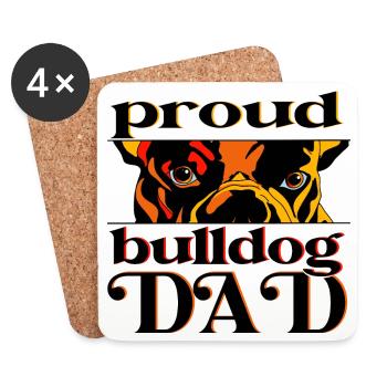 Papa Bulldog Fier – Stolzer Hunde Papa - Dessous de verre (lot de 4) - blanc - Devant