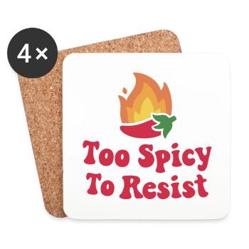 Fiery Chili Pepper Too Spicy To Resist - Coasters (set of 4) - white - Front