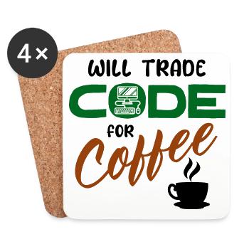 Code Statement Developer Computerfreak Informatik - Untersetzer (4er-Set) - Weiß - Vorne