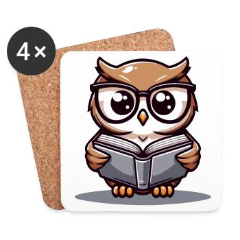 Wise Words: The Bookish Owl - Coasters (set of 4) - white - Front