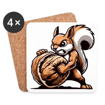 Mighty Nut Conqueror: The Energetic Squirrel - Coasters (set of 4) - white - Front