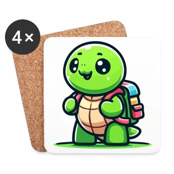 Tortue pionnière : l’exploratrice - Dessous de verre (lot de 4) - blanc - Devant