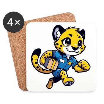 Speedster Cheetah: Der schnelle Kurier - Untersetzer (4er-Set) - Weiß - Vorne