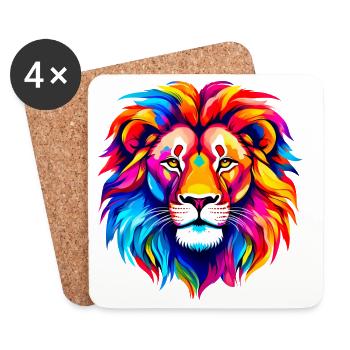 Colorful Lion - Coasters (set of 4) - white - Front