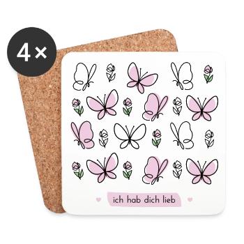 schönes Geschenk Ich hab dich lieb - Untersetzer (4er-Set) - Weiß - Vorne